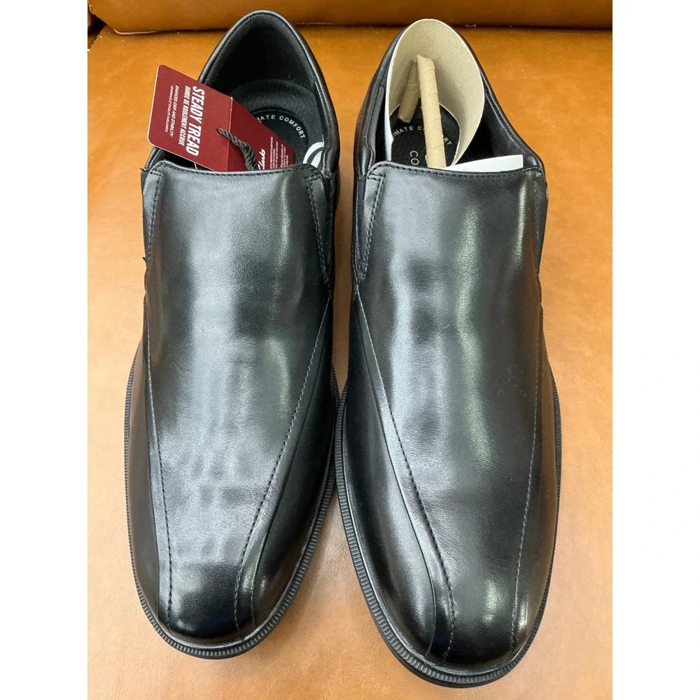 Clarks Steadwell‎ Step Loafers Mens 7 Black Excellent Leather Slip On Shoes